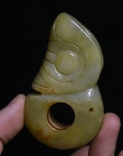 3'' Chinese Hongshan Culture Old Jade Carving Yu Pig Dragon Hook Gou Statue