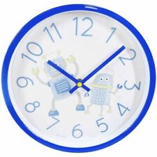 NEUF HORLOGE MURALE ROBOT BLEU ACCTIM POUR ENFANTS MOUVEMENT QUARTZ DANSE CHAMBRE