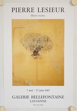 Affiche PIERRE LESIEUR 1987 Exposition Galerie Bellefontaine - Lausanne