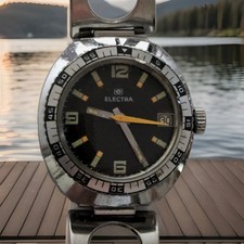 Montre  Electra, Antichoc, Date, Divers, 1960-70, Vintage, Plongée Waterproof. 