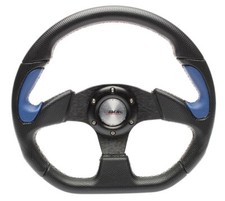 Volant sport Simoni Racing X2 éco-cuir noir et bleu 330mm
