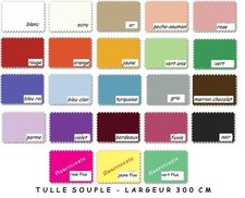 Tulle souple 3€/m. rouleaux au 25 metre largeur de 300 cm 23 coloris mariage