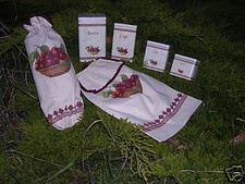 SAC A SAC+ ESSUIE MAIN + 4 BOITES METAL DECOR CERISES 