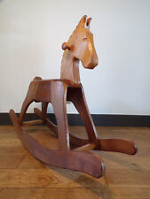 VINTAGE CHEVAL de  BOIS à BASCULE-DESIGN 70-ancien