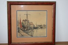 Tableau Peinture Aquarelle Marine Voilier Bateau signée Gaston ... 54