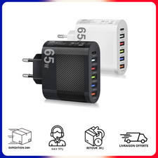 Chargeur Rapide 65W USB 3.0 x 5 + USB C Portable Tablette Telephone