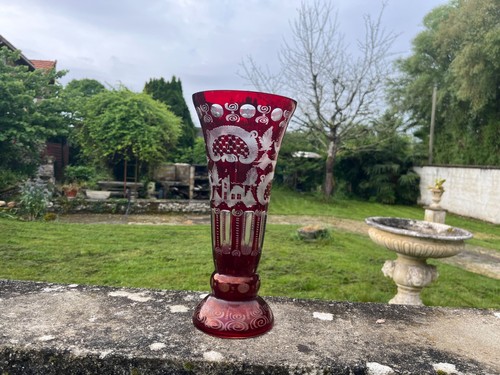 Vase cristal overlay - , rouge