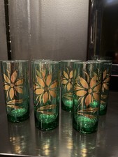 Service 6 Verres à orangeade en verre  Vert Vintage