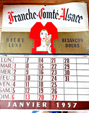 Calendrier carton Publicitaire BIÈRE DE BESANÇON  - GANGLOFF - 1957