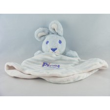 Doudou plat Lapin rayé bleu