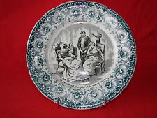 ANCIENNE ASSIETTE DESSERT FAIENCE SAINT AMAND PROVERBE / CERAMIQUE