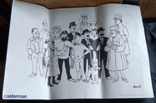 Hergé & Casterman - Ancienne affiche Tintin et ses amis  ( 54 cm x 38 cm)
