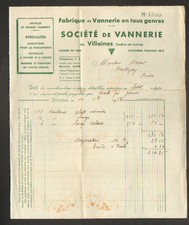 VILLAINES (37) USINE de VANNERIES / BANNETONS PANIERS "Société de VANNERIE" 1936