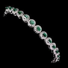 Bracelet argent 925 avec cubic zirconium brillants et emeraudes synthétiques