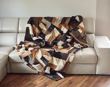 Lit Double Housse Canapé Couverture Toscana Laine Peau de Mouton Tapis 160x200cm