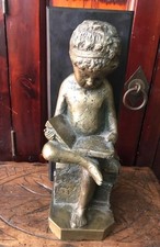 ANCIENNE MAGNIFIQUE STATUE JEUNE FILLE QUI LIT EN BRONZE LOURD H23 cm - P5,4 kg