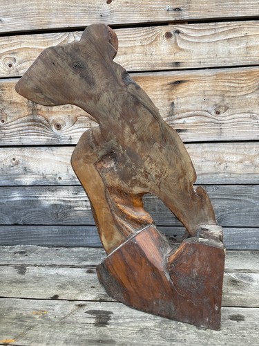 Sculpture ours bois massif - sculpture,
