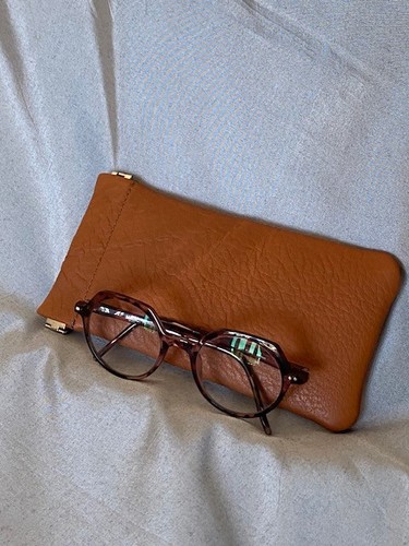 Etui lunettes cuir camel - à, en