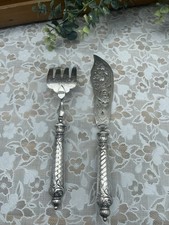 Couverts à Poisson Ancien Manche en argent 800 Poinçon Minerve Art Nouveau