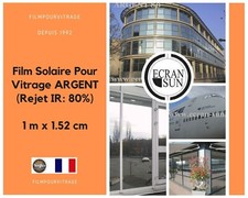 107 - Film Solaire Pour Vitrage ARGENT (Rejet IR: 80%) - 1 m x 1.52 m