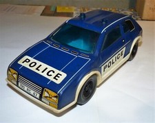 RARE ANCIENNE VOITURE DE POLICE JOUSTRA A FRICTION EN TOLE  ROULANTE 19 cm BE