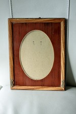 Cadre photo ancien bois et vitre peints, laiton  Art Déco? 26 x 20 - vue ovale