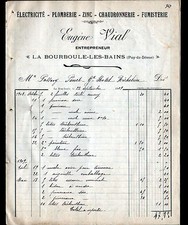 LA BOURBOULE (63) PLOMBERIE CHAUDRONNERIE FUMISTERIE "Eugene VIAL" en 1909