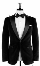 Noir Hommes Fumer Vestes Créateur Velours Marié Mariage Soirée Blazers Manteau