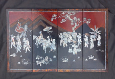 Tableau panneaux bois laqué décor nacre école indochinoise XXe