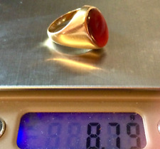 Ancienne Bague Chevalière en Or Jaune 18 Carats et Agate-Bijoux Anciens 18K 750