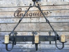 Grand Lustre Fer Forgé Château Fleur de Lys Style Haute Époque