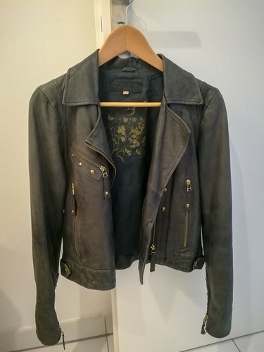 Veste perfecto cuir gris - en,