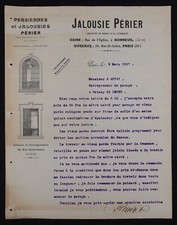 Facture PARIS 1920 Jalouserie PERIER persienne volet billhead 22