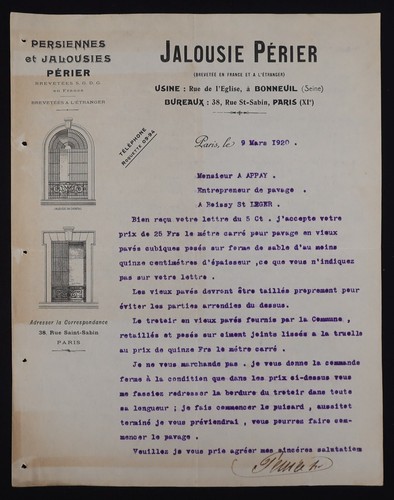 Facture paris 1920 - facture,
