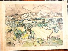 Yves Brayer, LITHOGRAPHIE signée ,numérotée 12/25, "Paysage des Alpilles", 1973