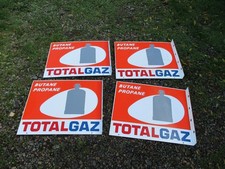 Lot Grande Plaque Total Gaz Métal Émail Ancienne Double Face