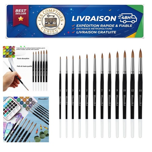 Set pinceaux ronds - 12, à