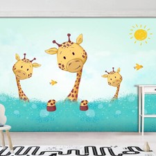 PAPIER PEINT  girafe  chambre enfant QUALITE FINITION CANVAS 