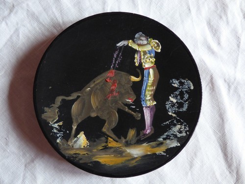 Assiette bois peint decor - bois,