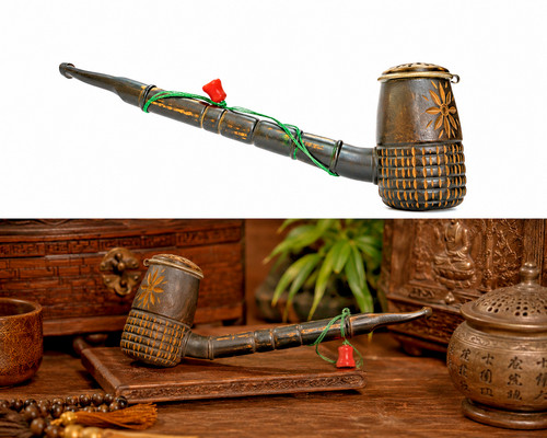 Pipe ancienne bois laqué noir - bois,