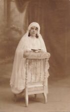 Photo-carte Marius Germondi Nice communiante religion prie-dieu voile fille girl