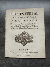 Rare Registre Cour De Paris 1774 Louis XVI Comte D'Artois Document Ancien Régime