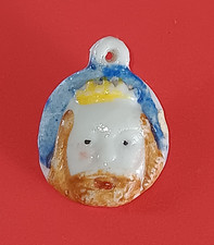 Fève 1ère époque Allemande MEDAILLON  ROI  porcelaine polychrome