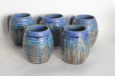 5 Tasses Chopes grès bleu