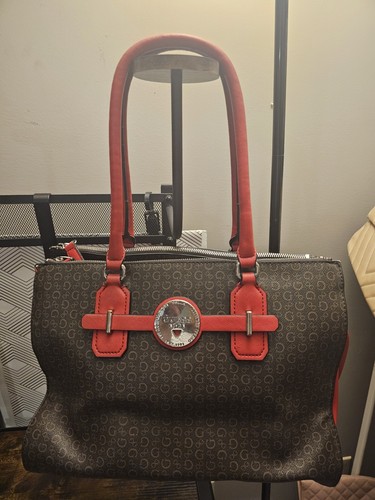 Guess brown logo satchel - guess, top