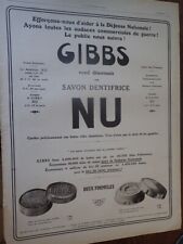 GIBBS + carburateur ZENITH + ALLCOCK'S Plaster publicité papie ILLUSTRATION 1917