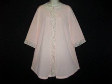 VTG QUALITY ROGERS CREAMY PEACH LAVISH LACE POCKET RETRO 50's DRESS ROBE M