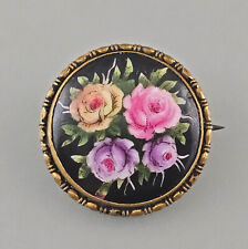 A-9425102 Broche Bijoux Fantaisie Tombak Art Nouveau Porcelaine Fleurs