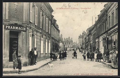 Cpa merlerault grande rue - cpa, grande-rue