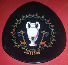 ASSIETTE EMAUX DE LONGWY RARE DECOR VASE DE SOISSONS